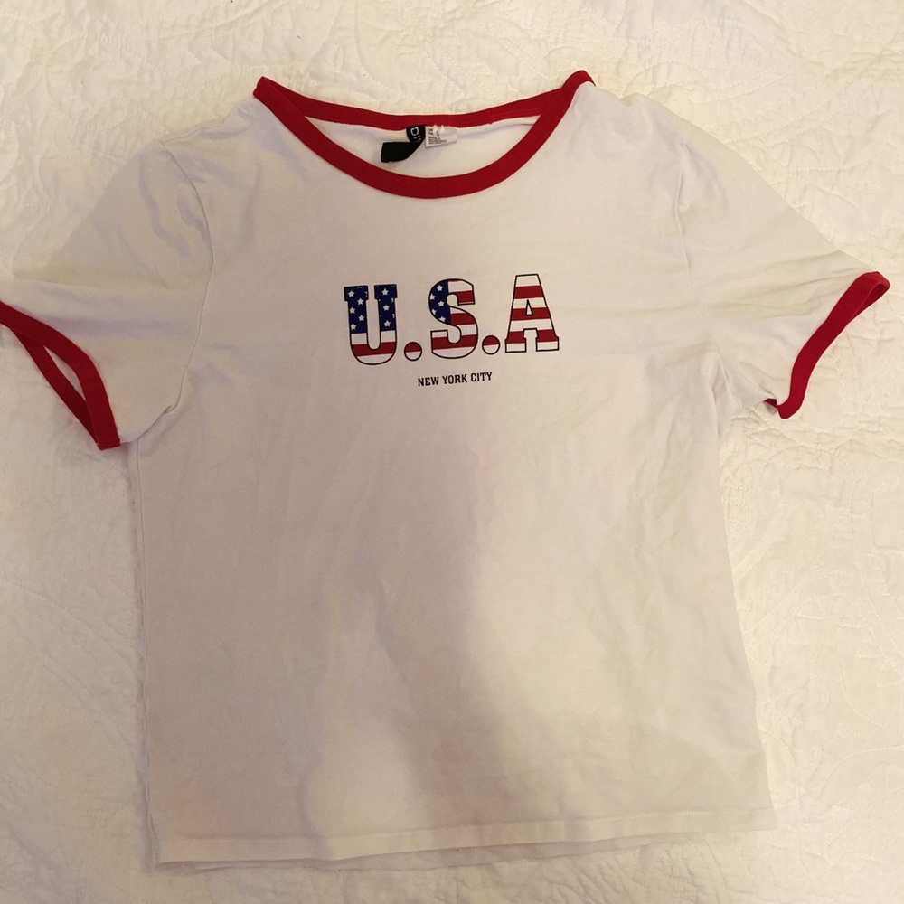 White USA short sleeve t-shirt